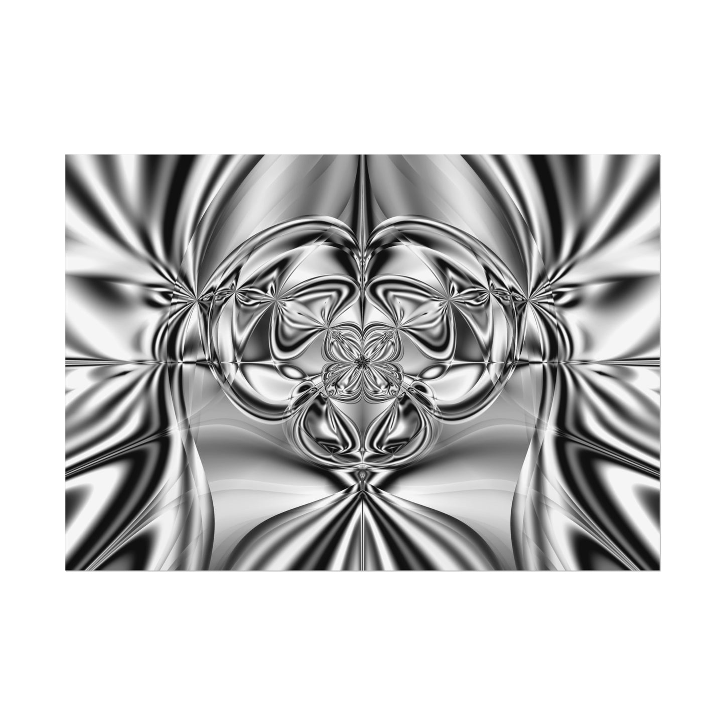 "Mirror Magic" Rolled Poster, Black and White Minimalistic Fractal Print