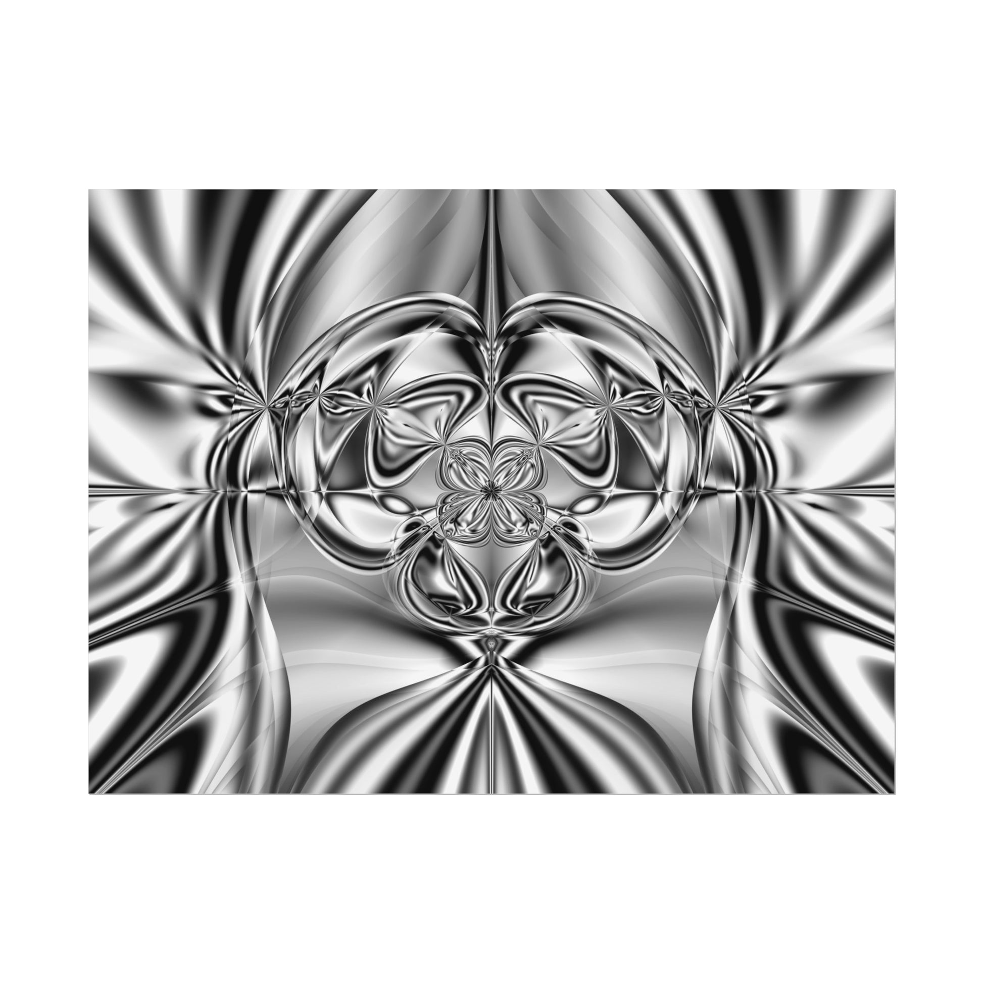 "Mirror Magic" Rolled Poster, Black and White Minimalistic Fractal Print