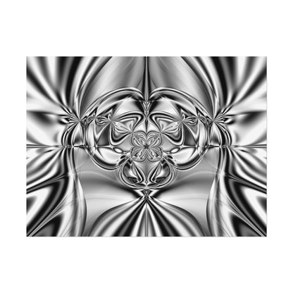 "Mirror Magic" Rolled Poster, Black and White Minimalistic Fractal Print