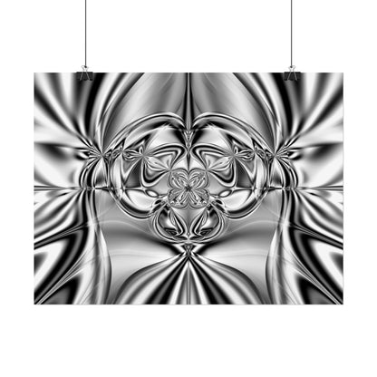 "Mirror Magic" Rolled Poster, Black and White Minimalistic Fractal Print