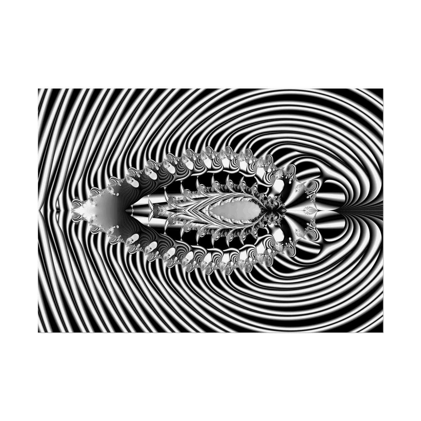 "Fractal Insect" Rolled Poster, Black and White Minimalistic Fractal Design