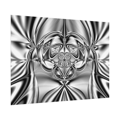 "Mirror Magic" Rolled Poster, Black and White Minimalistic Fractal Print