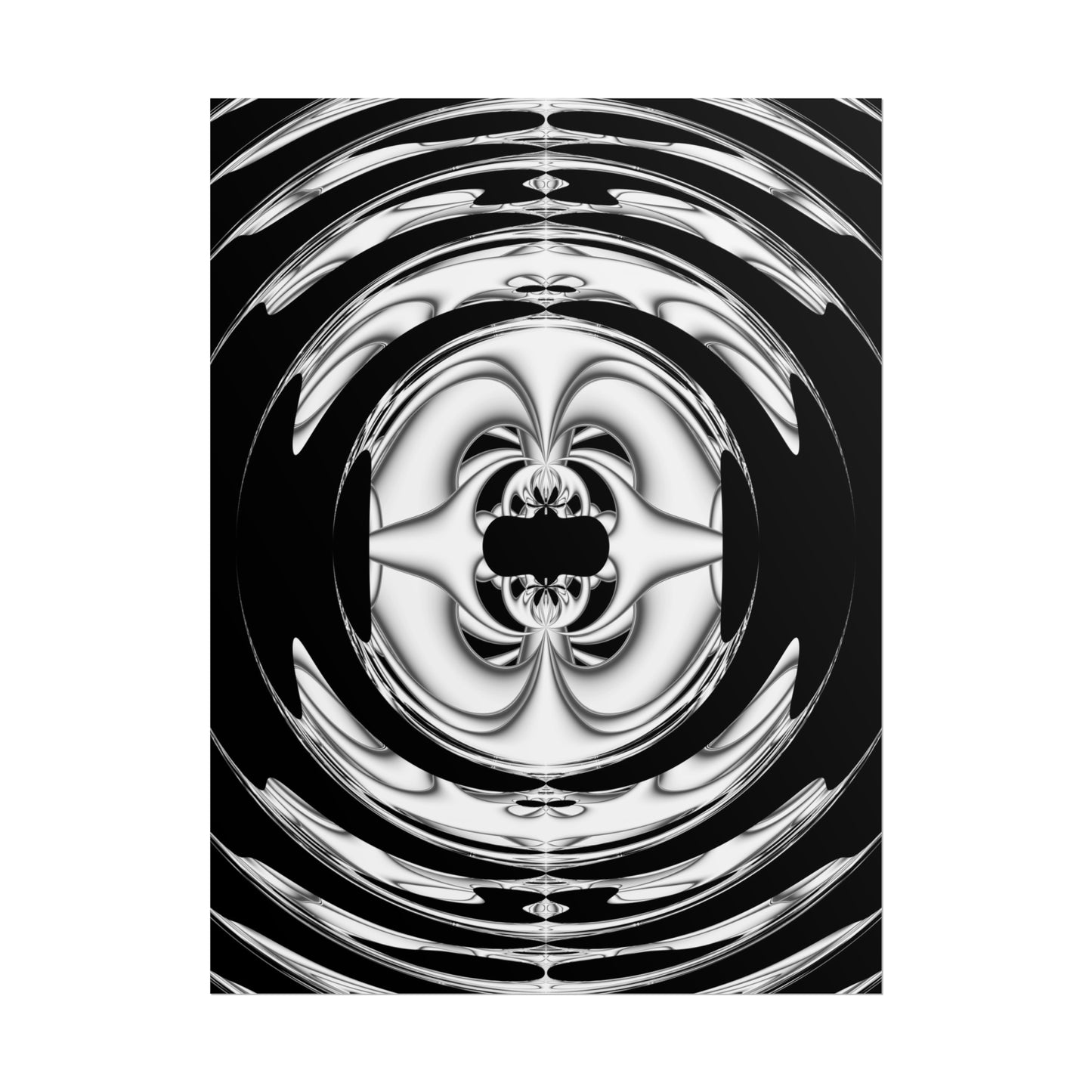 "Lunar Laugh" Rolled Poster, Black and White Minimalistic PuHaPro© Fractal