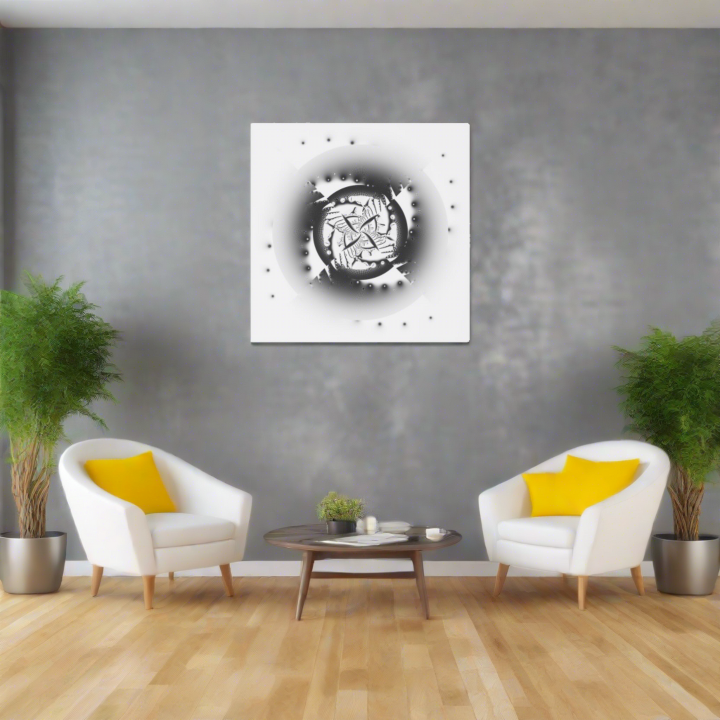 "Orbital Echoes" Matte Canvas, Stretched, 1.25"  Minimalistic Decorative Fractal