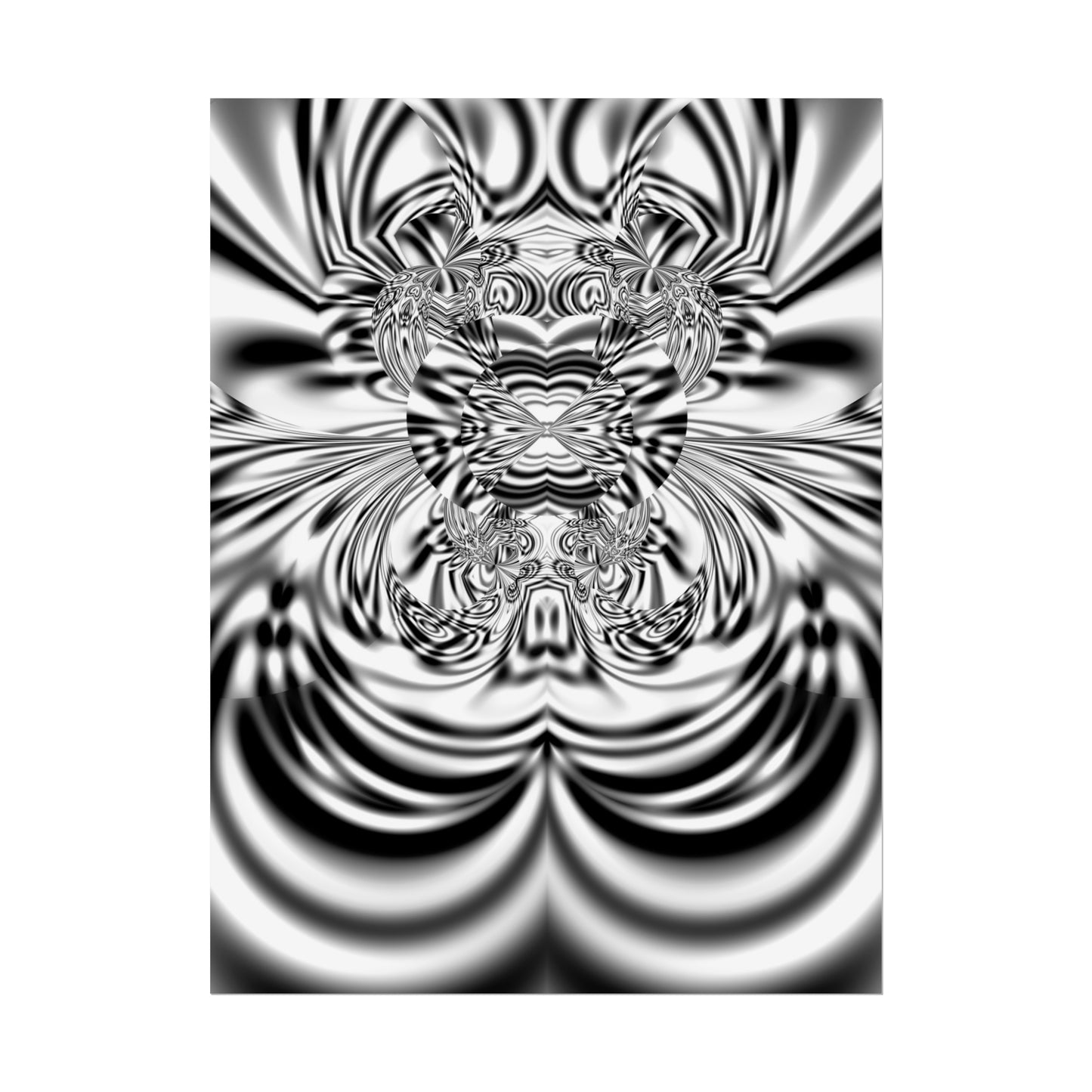 "Karen Angry" Rolled Poster, Black and White Minimalistic Fractal