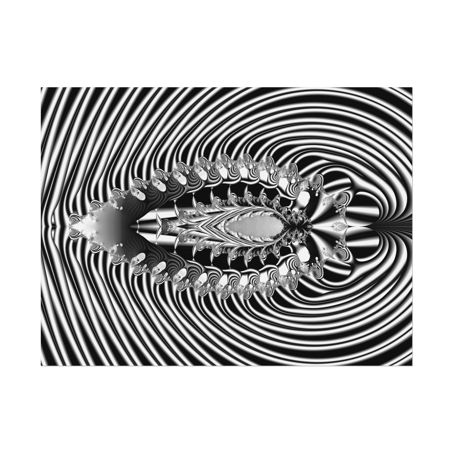 "Fractal Insect" Rolled Poster, Black and White Minimalistic Fractal Design