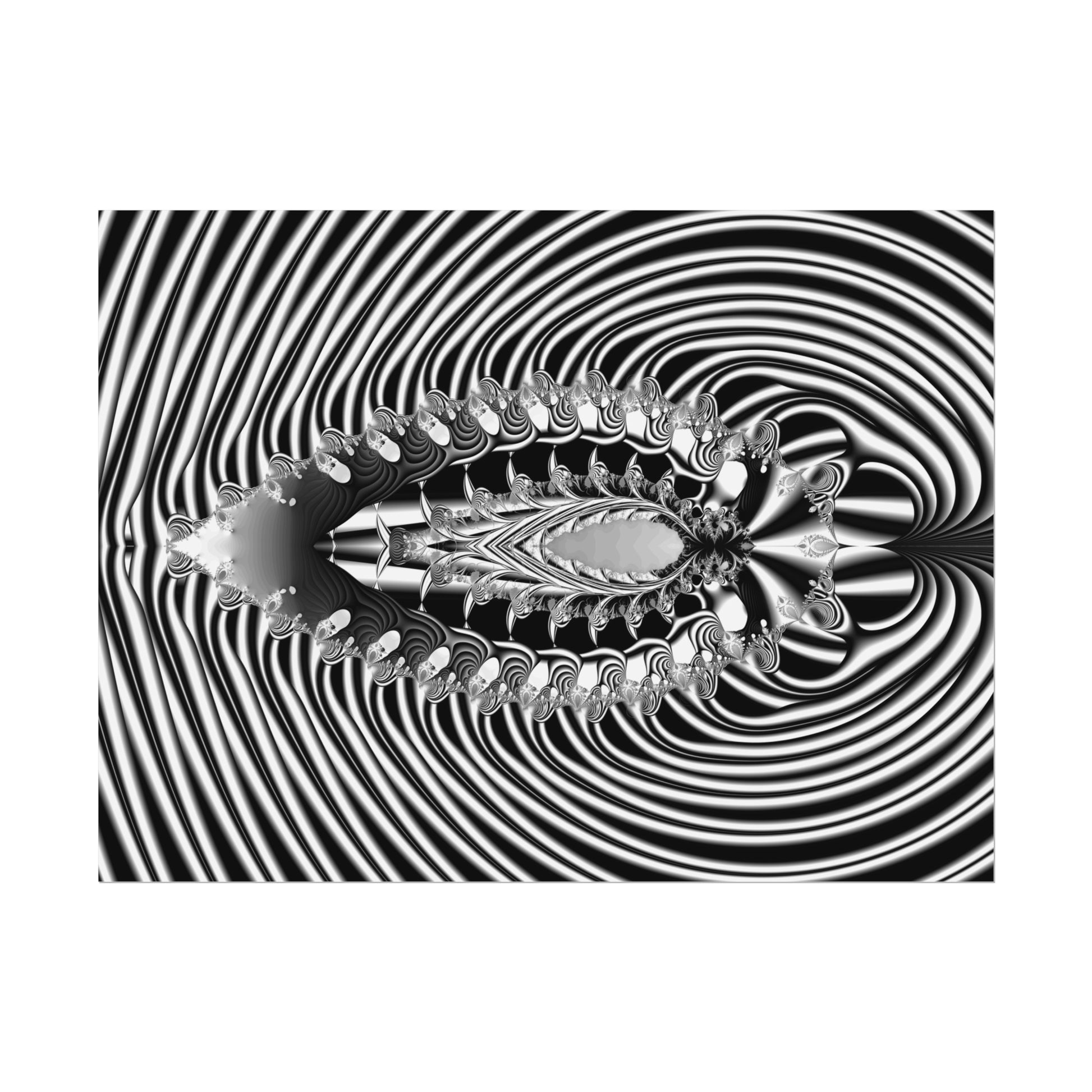 "Fractal Insect" Rolled Poster, Black and White Minimalistic Fractal Design