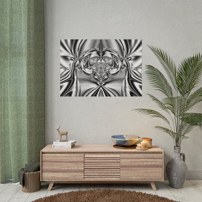 "Mirror Magic" Rolled Poster, Black and White Minimalistic Fractal Print