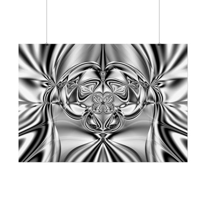 "Mirror Magic" Rolled Poster, Black and White Minimalistic Fractal Print