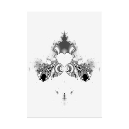 "Duckling" Rolled Poster, Black and White Minimalistic Fractal Design by Bora Zrinyi