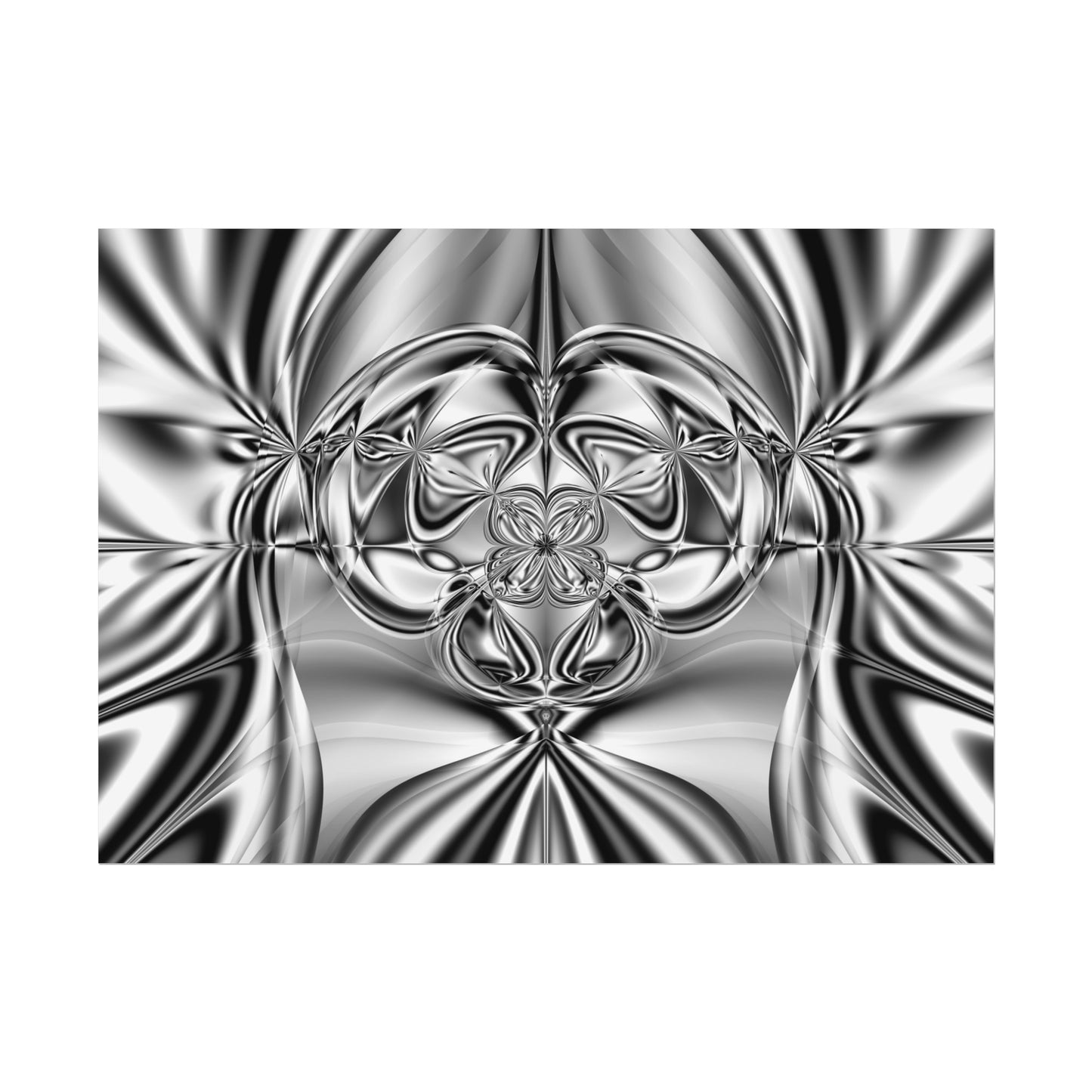 "Mirror Magic" Rolled Poster, Black and White Minimalistic Fractal Print