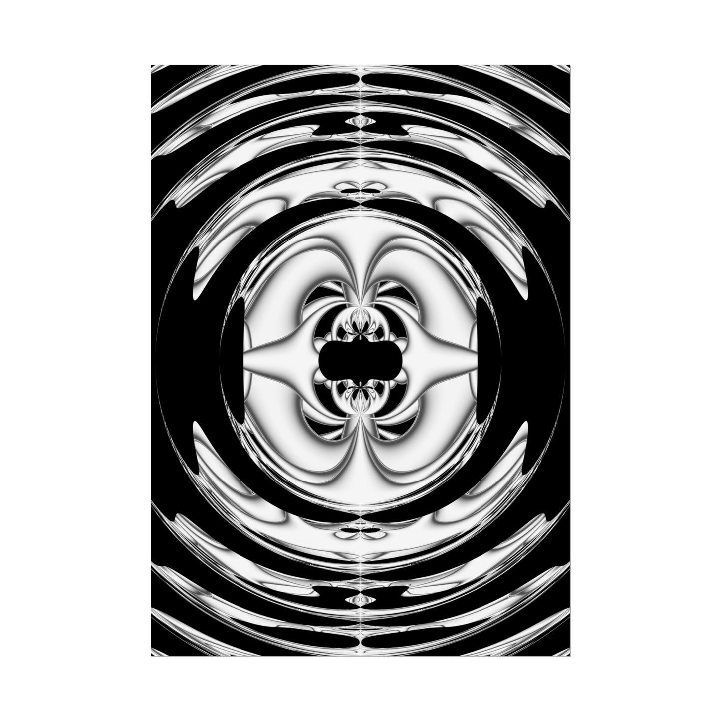 "Lunar Laugh" Rolled Poster, Black and White Minimalistic PuHaPro© Fractal