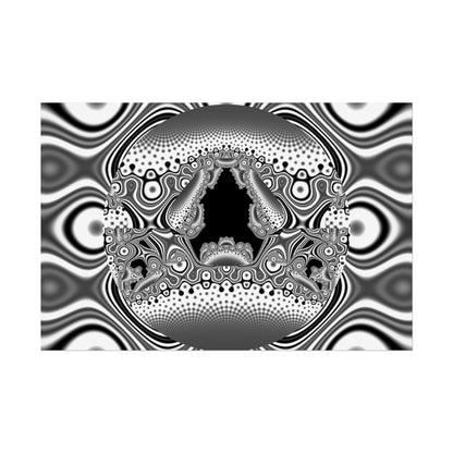 "Hamburger Face" Rolled Poster, Black and White Minimalistic Fractal Design