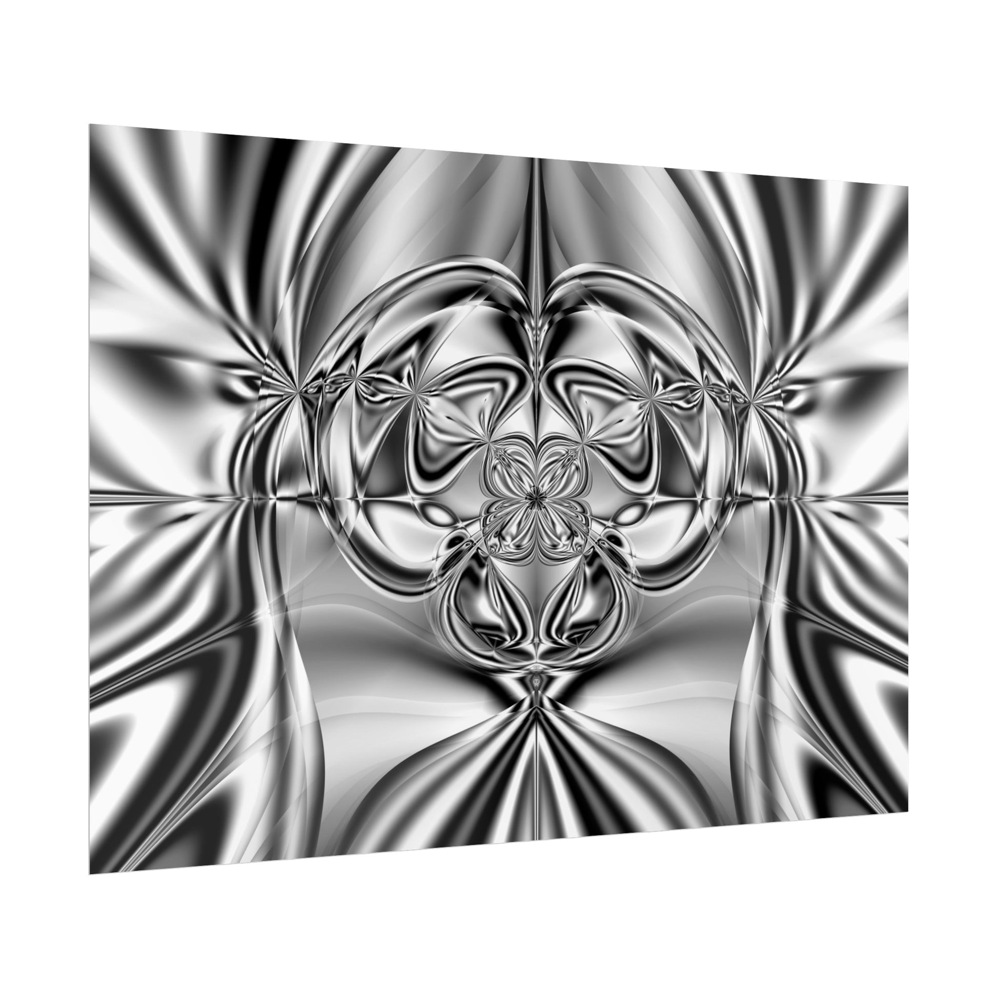 "Mirror Magic" Rolled Poster, Black and White Minimalistic Fractal Print