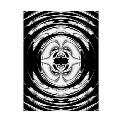 "Lunar Laugh" Rolled Poster, Black and White Minimalistic PuHaPro© Fractal