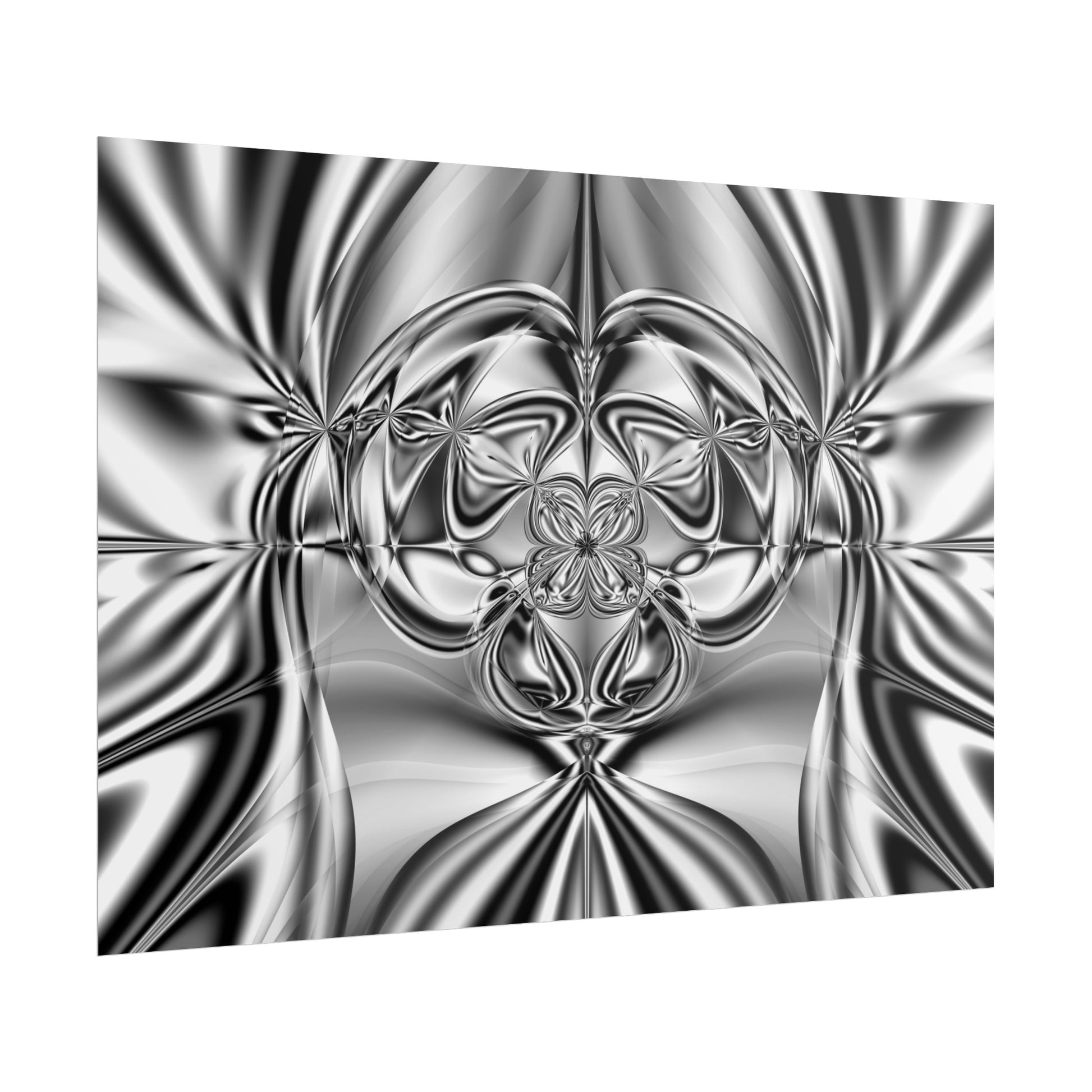 "Mirror Magic" Rolled Poster, Black and White Minimalistic Fractal Print