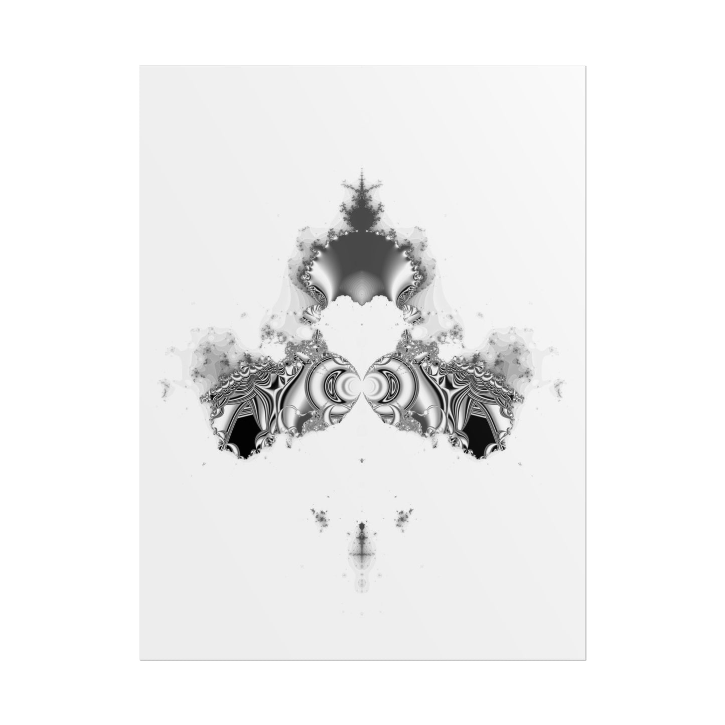 "Duckling" Rolled Poster, Black and White Minimalistic Fractal Design by Bora Zrinyi