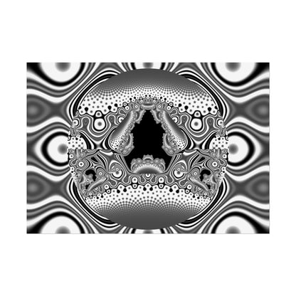 "Hamburger Face" Rolled Poster, Black and White Minimalistic Fractal Design