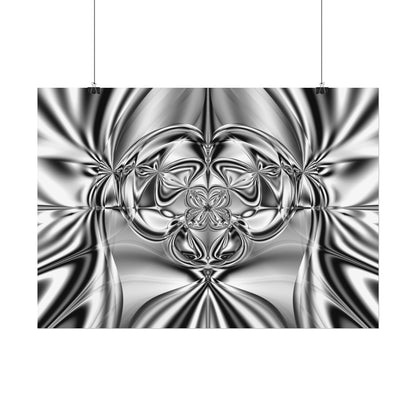 "Mirror Magic" Rolled Poster, Black and White Minimalistic Fractal Print