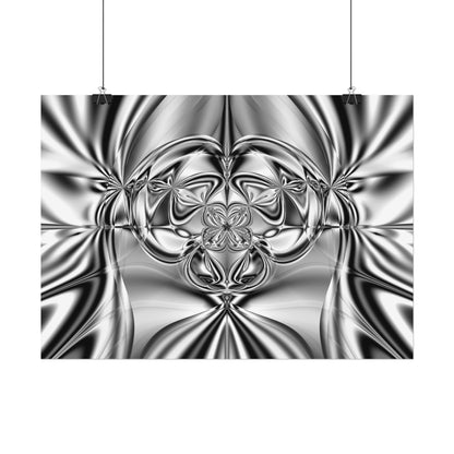 "Mirror Magic" Rolled Poster, Black and White Minimalistic Fractal Print