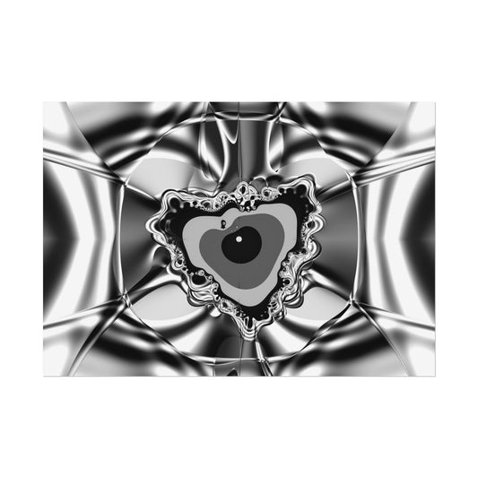 "Fractal Gaze" Rolled Poster, Black and White Minimalistic PuHaPro© Fractal Design