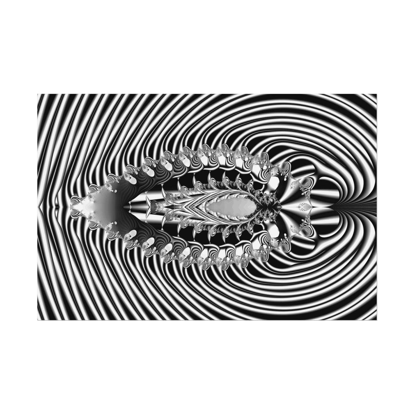 "Fractal Insect" Rolled Poster, Black and White Minimalistic Fractal Design