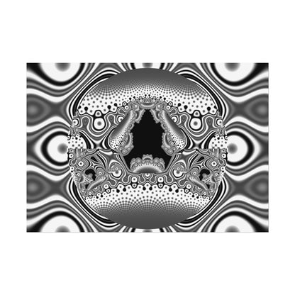 "Hamburger Face" Rolled Poster, Black and White Minimalistic Fractal Design