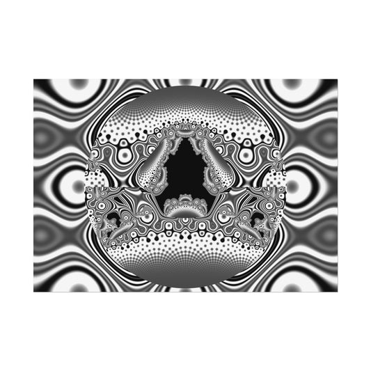 "Hamburger Face" Rolled Poster, Black and White Minimalistic Fractal Design