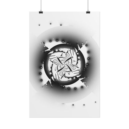 "Orbital Echoes" Rolled Poster, Black and White Minimalistic PuHaPro© Fractal Designed by Bora Zrinyi