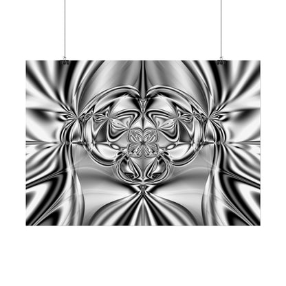 "Mirror Magic" Rolled Poster, Black and White Minimalistic Fractal Print