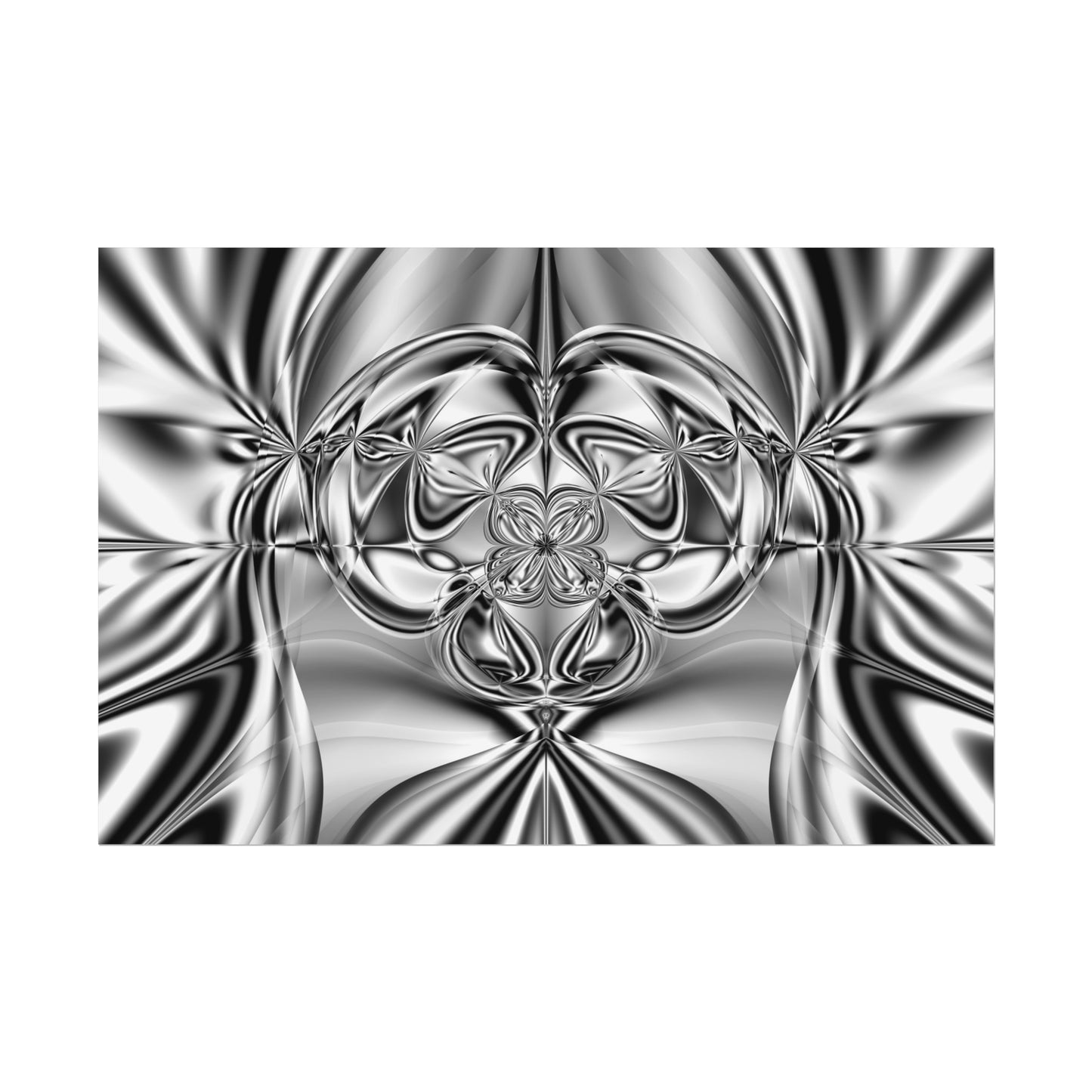 "Mirror Magic" Rolled Poster, Black and White Minimalistic Fractal Print