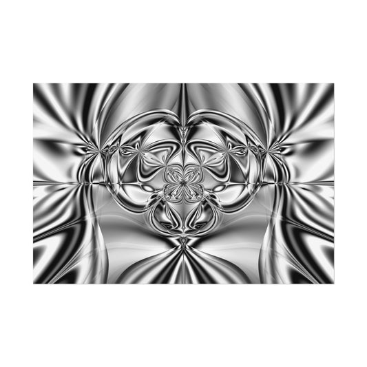 "Mirror Magic" Rolled Poster, Black and White Minimalistic Fractal Print