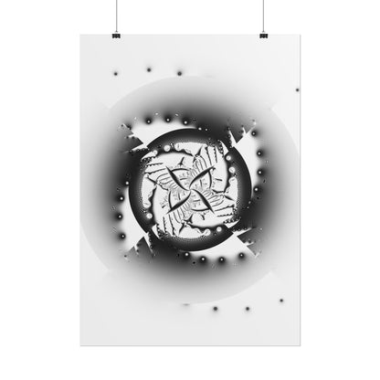 "Orbital Echoes" Rolled Poster, Black and White Minimalistic PuHaPro© Fractal Designed by Bora Zrinyi