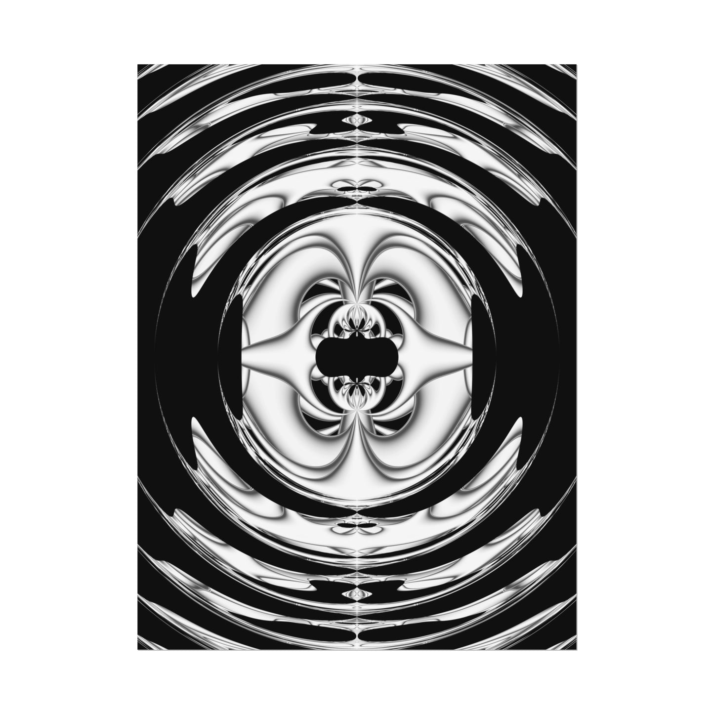 "Lunar Laugh" Rolled Poster, Black and White Minimalistic PuHaPro© Fractal