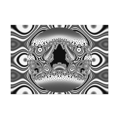 "Hamburger Face" Rolled Poster, Black and White Minimalistic Fractal Design