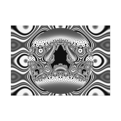 "Hamburger Face" Rolled Poster, Black and White Minimalistic Fractal Design