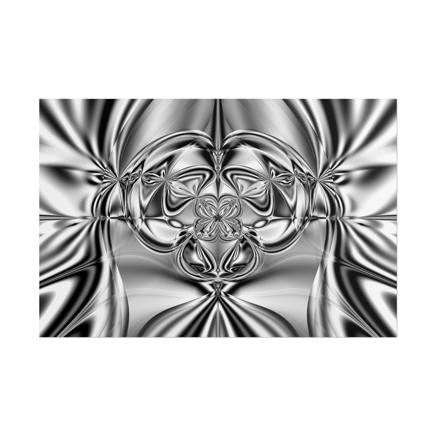 "Mirror Magic" Rolled Poster, Black and White Minimalistic Fractal Print