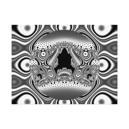 "Hamburger Face" Rolled Poster, Black and White Minimalistic Fractal Design