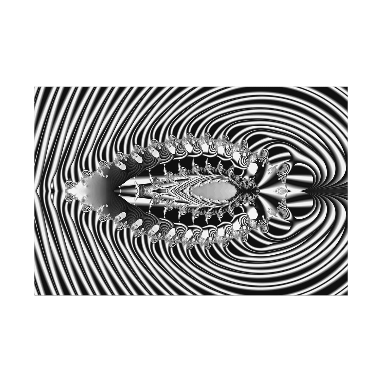 "Fractal Insect" Rolled Poster, Black and White Minimalistic Fractal Design