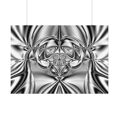 "Mirror Magic" Rolled Poster, Black and White Minimalistic Fractal Print