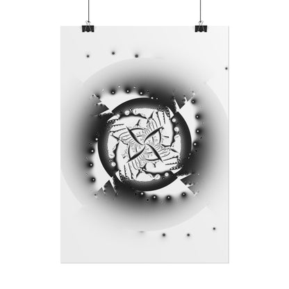 "Orbital Echoes" Rolled Poster, Black and White Minimalistic PuHaPro© Fractal Designed by Bora Zrinyi