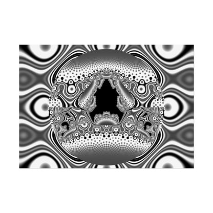 "Hamburger Face" Rolled Poster, Black and White Minimalistic Fractal Design