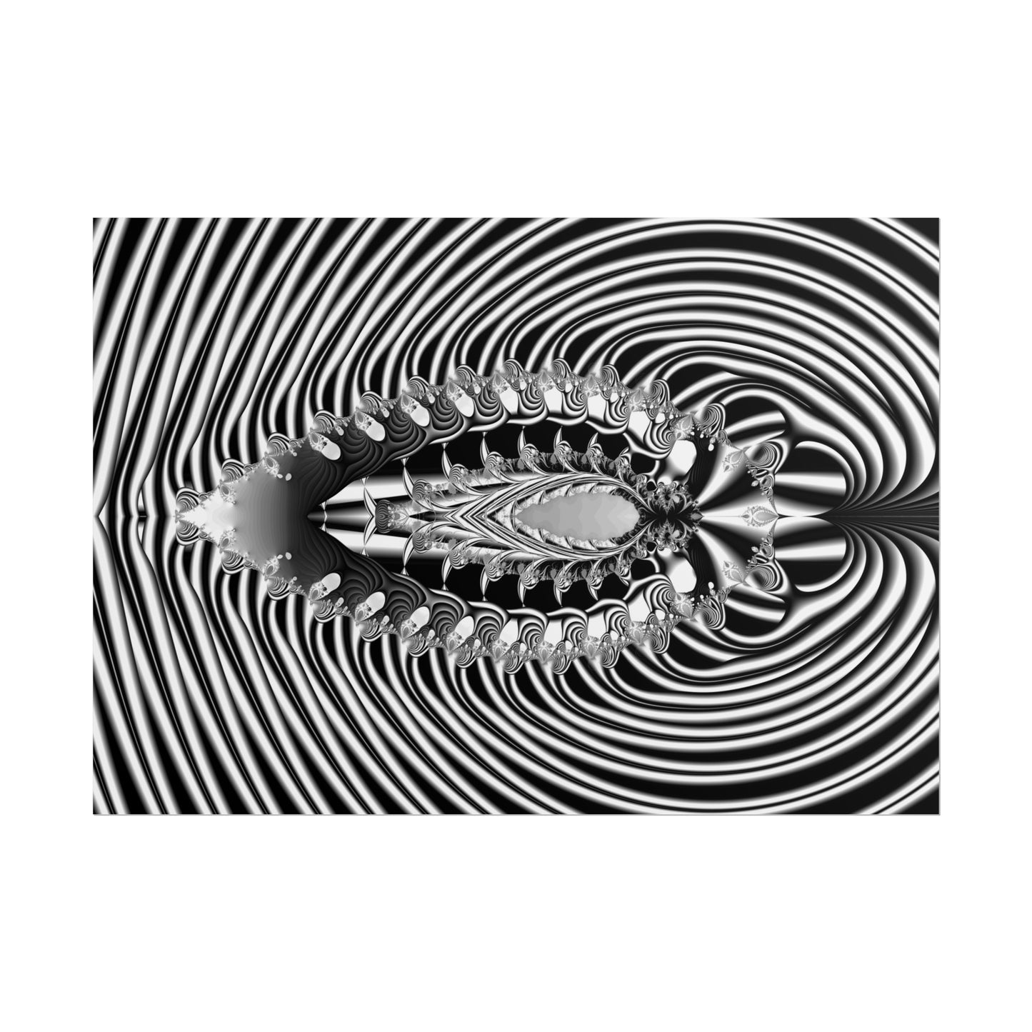 "Fractal Insect" Rolled Poster, Black and White Minimalistic Fractal Design