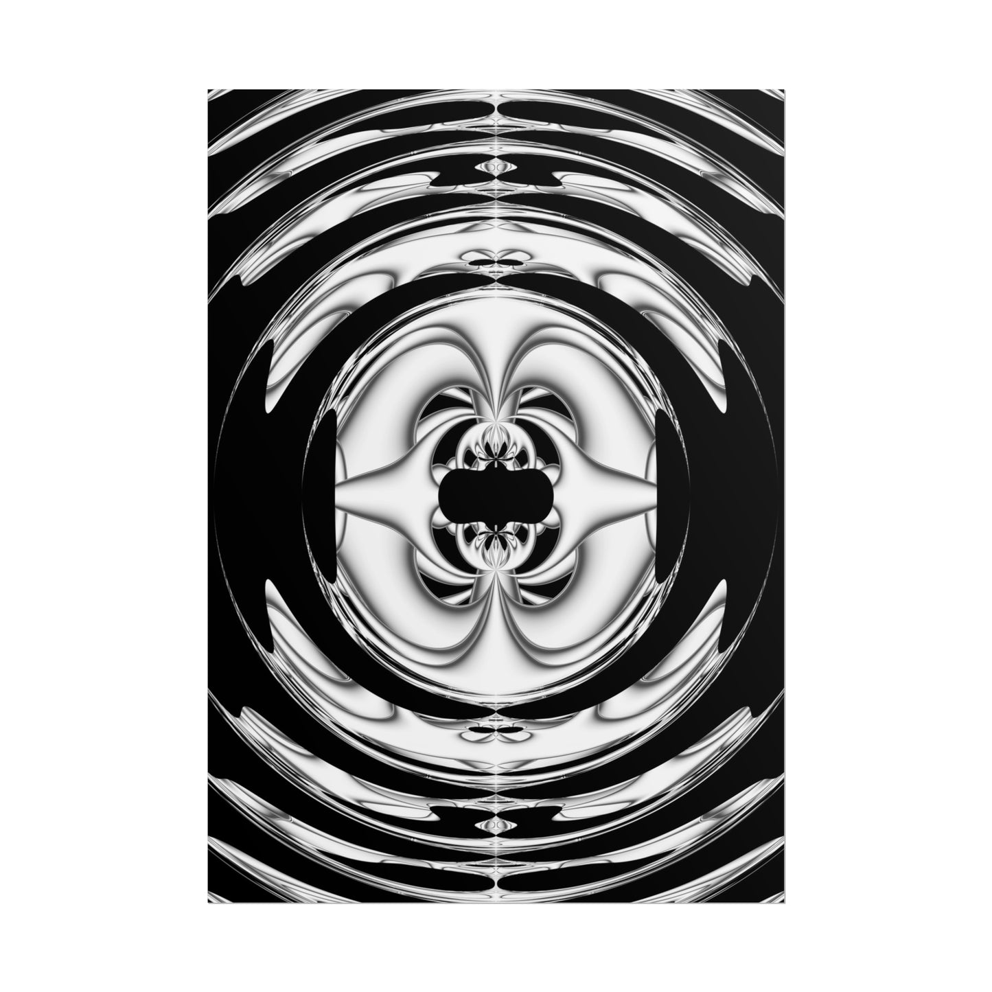 "Lunar Laugh" Rolled Poster, Black and White Minimalistic PuHaPro© Fractal