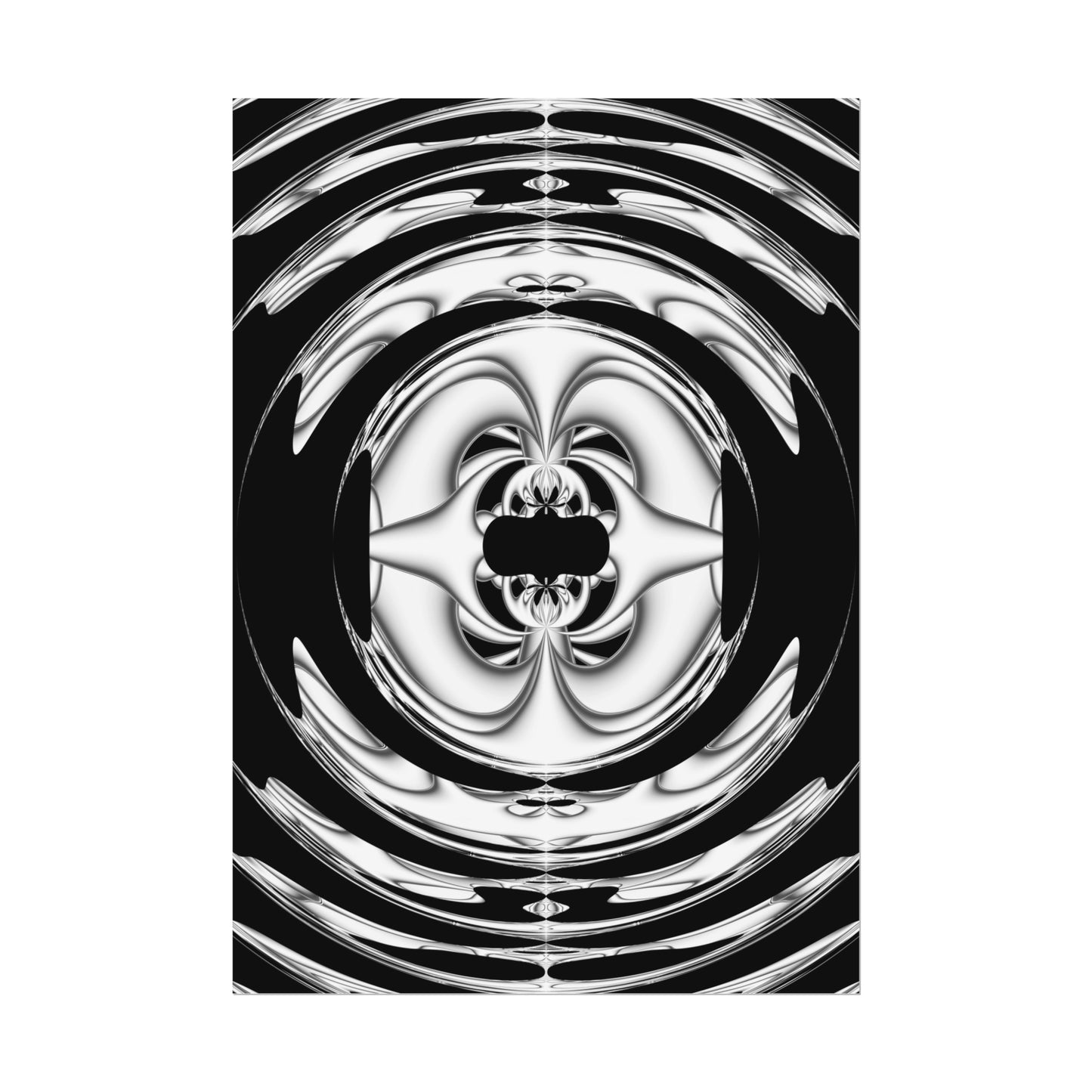 "Lunar Laugh" Rolled Poster, Black and White Minimalistic PuHaPro© Fractal