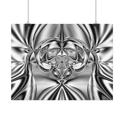 "Mirror Magic" Rolled Poster, Black and White Minimalistic Fractal Print