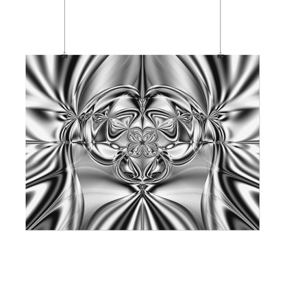 "Mirror Magic" Rolled Poster, Black and White Minimalistic Fractal Print