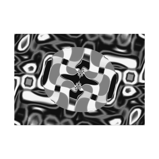 "Fractal reflection" Rolled Poster, Black and White Minimalistic Fractal Design