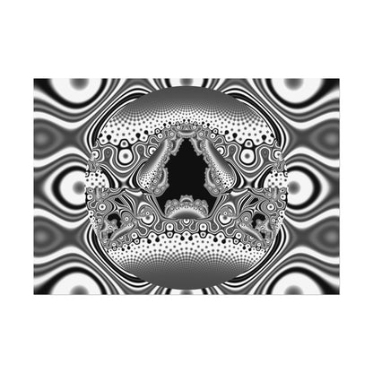 "Hamburger Face" Rolled Poster, Black and White Minimalistic Fractal Design