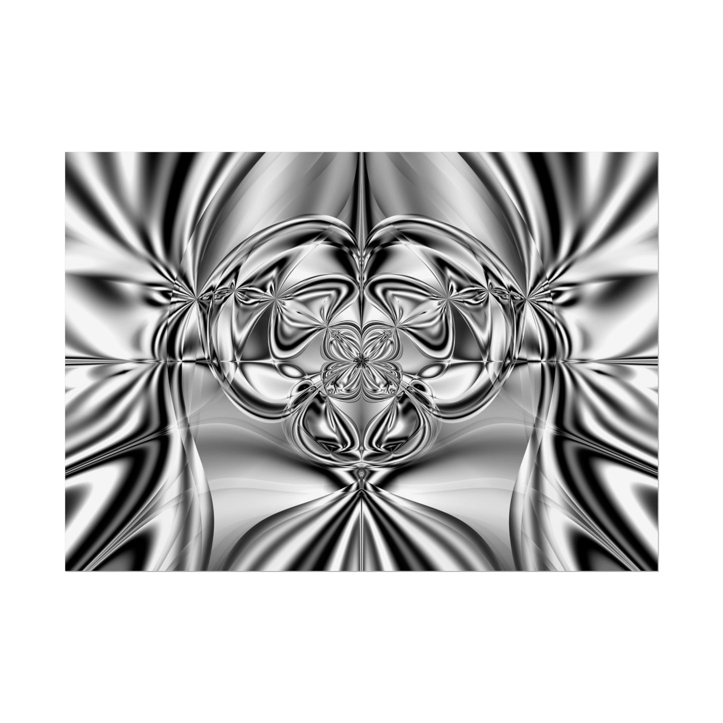 "Mirror Magic" Rolled Poster, Black and White Minimalistic Fractal Print